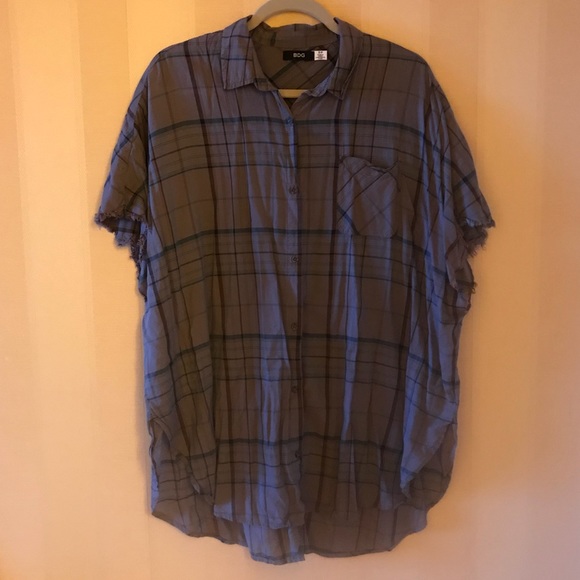 BDG Oversized Button Down Plaid Shirt - Picture 3 of 7